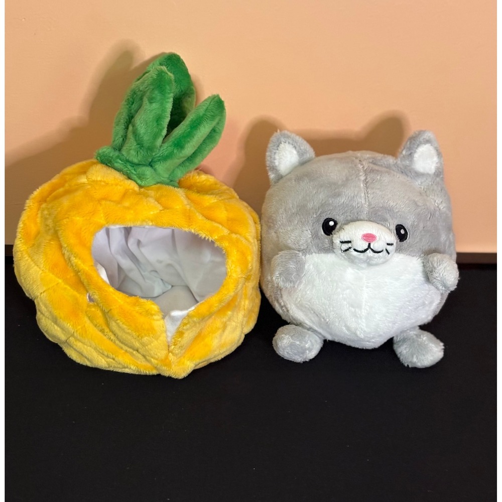 Squishable Undercover Kitty Cat in Pineapple Plush Grey White Kitty 7 Inch Toy